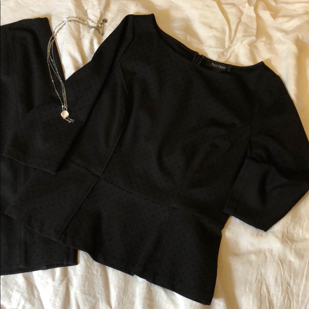 Peplum Top, soft black on black textured dot